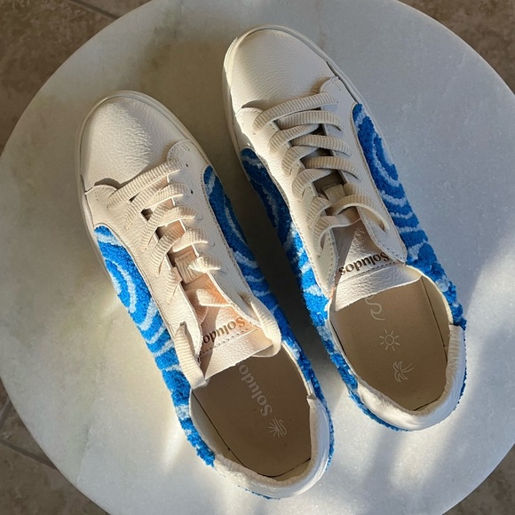 SOLUDOS | Ibiza Psychedelic Spiral Summer Sneakers in Marine Blue | Size US 9 - Picture 10 of 13